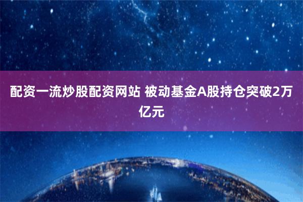 配资一流炒股配资网站 被动基金A股持仓突破2万亿元